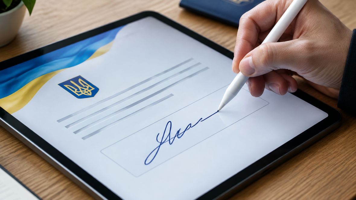цифровий підпис на планшеті з брендингом «Дія» українською