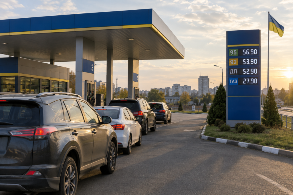 Жінка заправляє авто