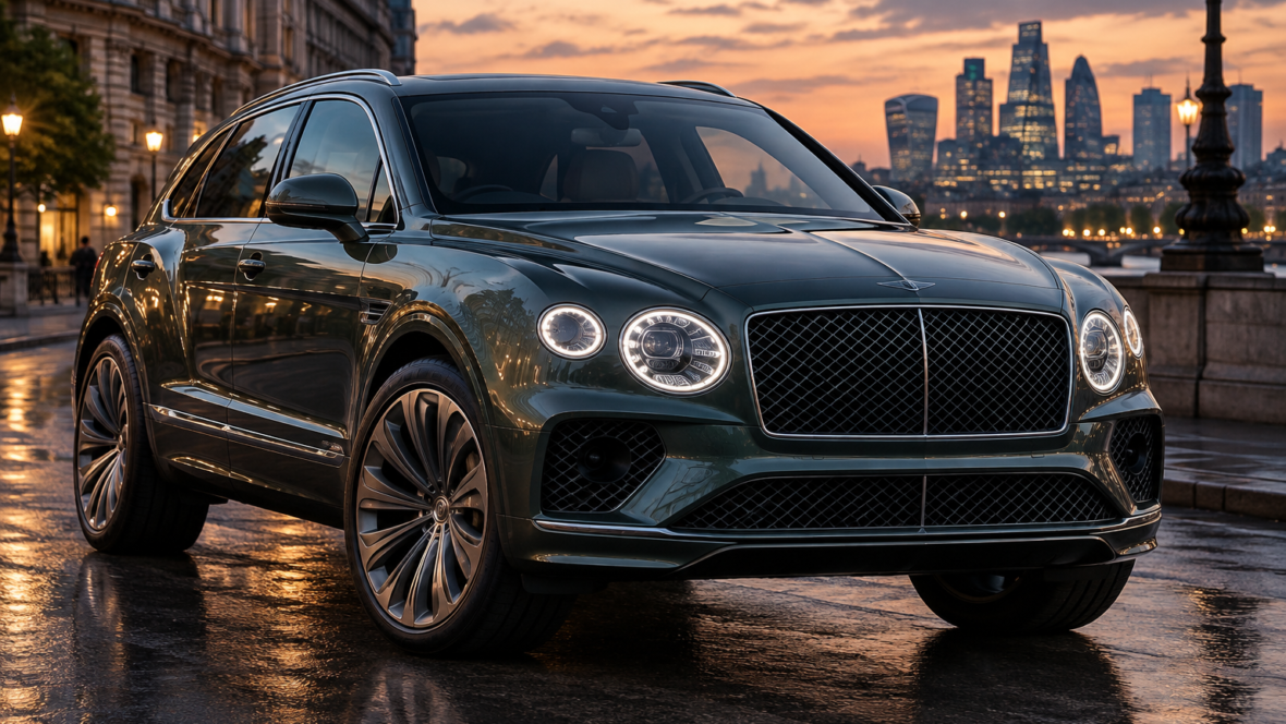 Bentley Torcal зовнішній вигляд спереду збоку ввечері