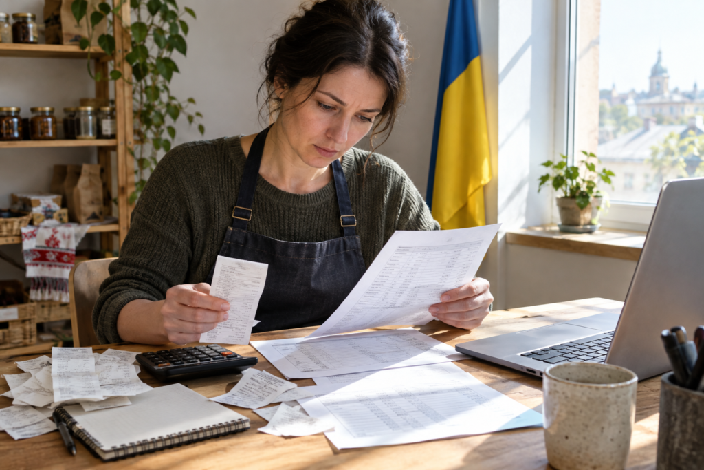 Підприємець переглядає податкові документи