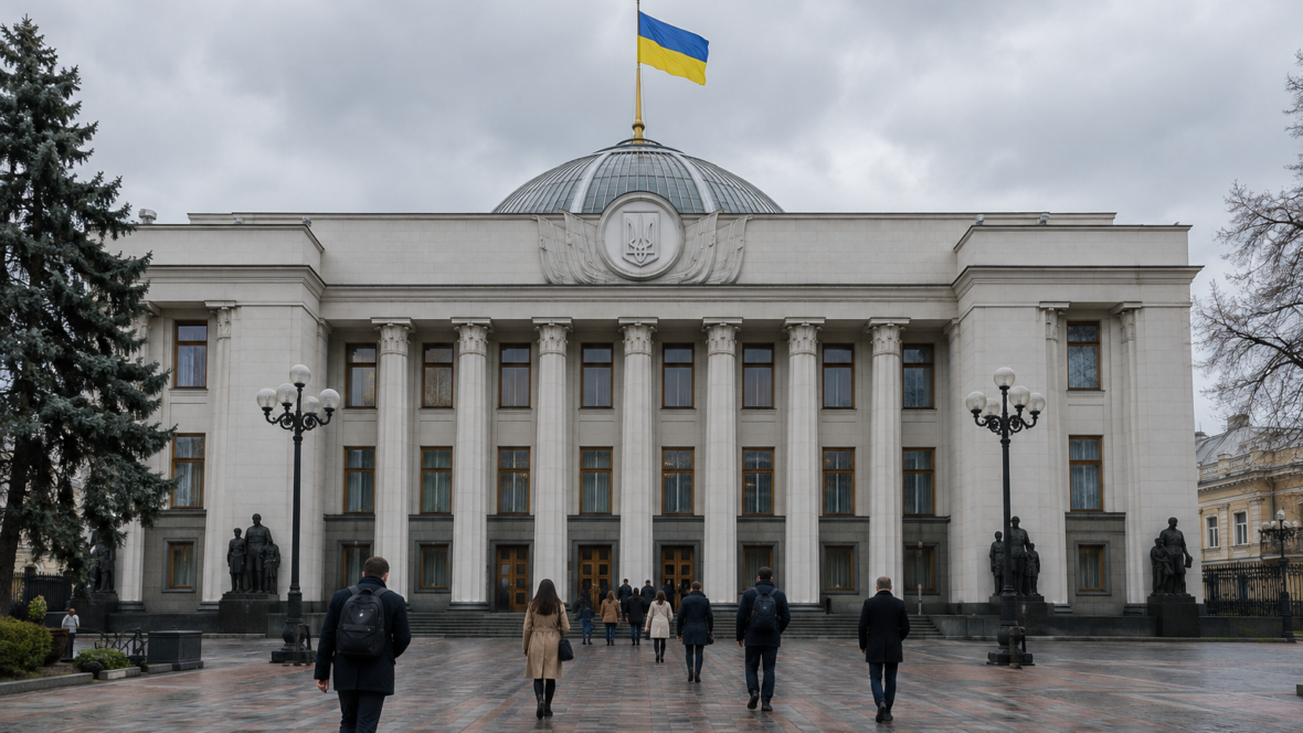 Будівля податкової служби з прапором України