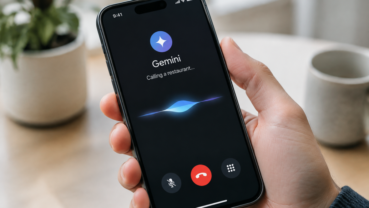 Смартфон у крупному плані з вихідним дзвінком Gemini ресторану