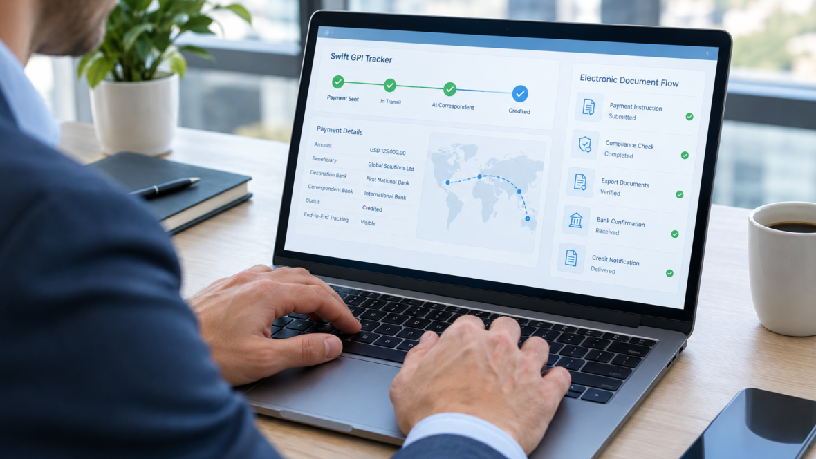 Клієнт користується інтернет банкінгом з відображеним Swift GPI Tracker