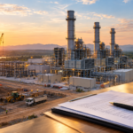 Газопоршнева станція на тлі документів кредиту як символ фінансування