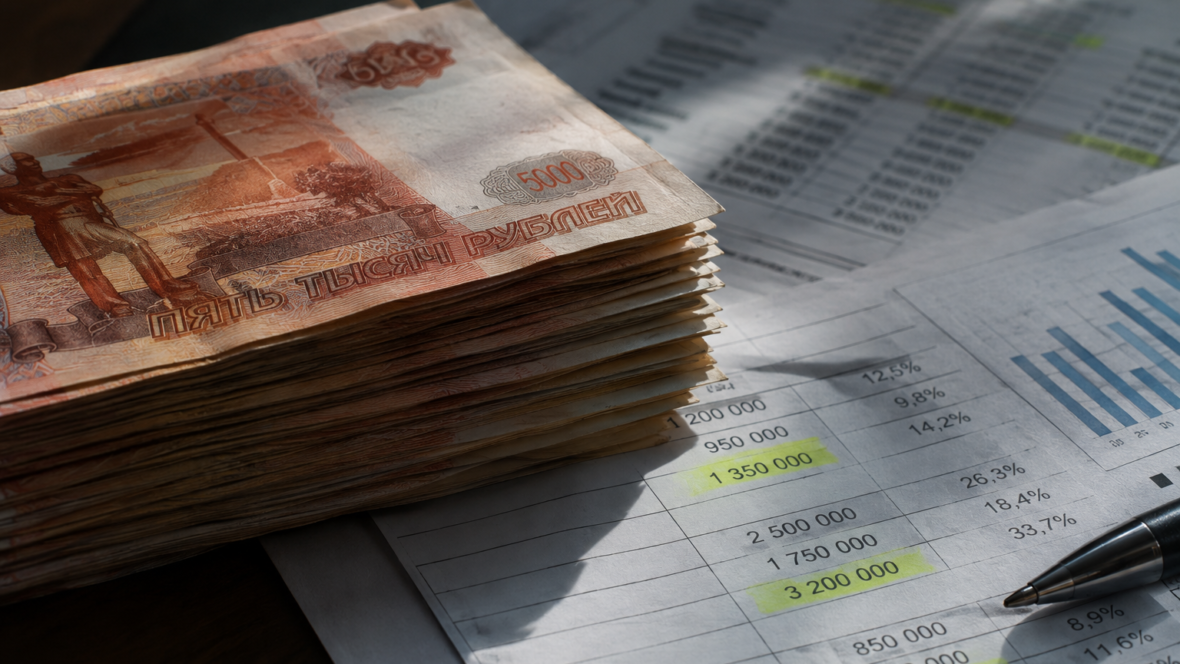 Рублі поруч з бюджетними документами з виділеними сумами