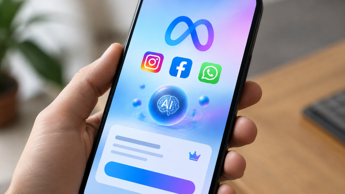екран смартфона з підпискою Meta One і візуалізацією функцій ШІ українською