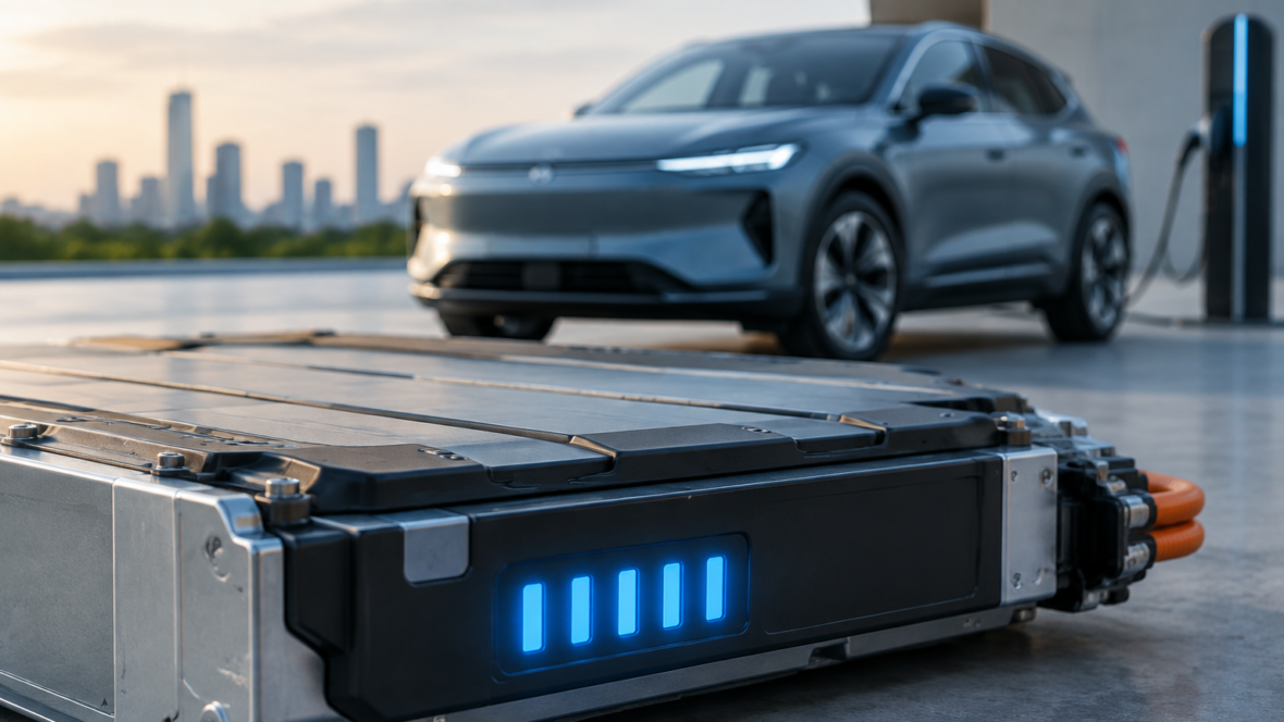 Крупний план акумулятора Geely з індикаторами заряду українською