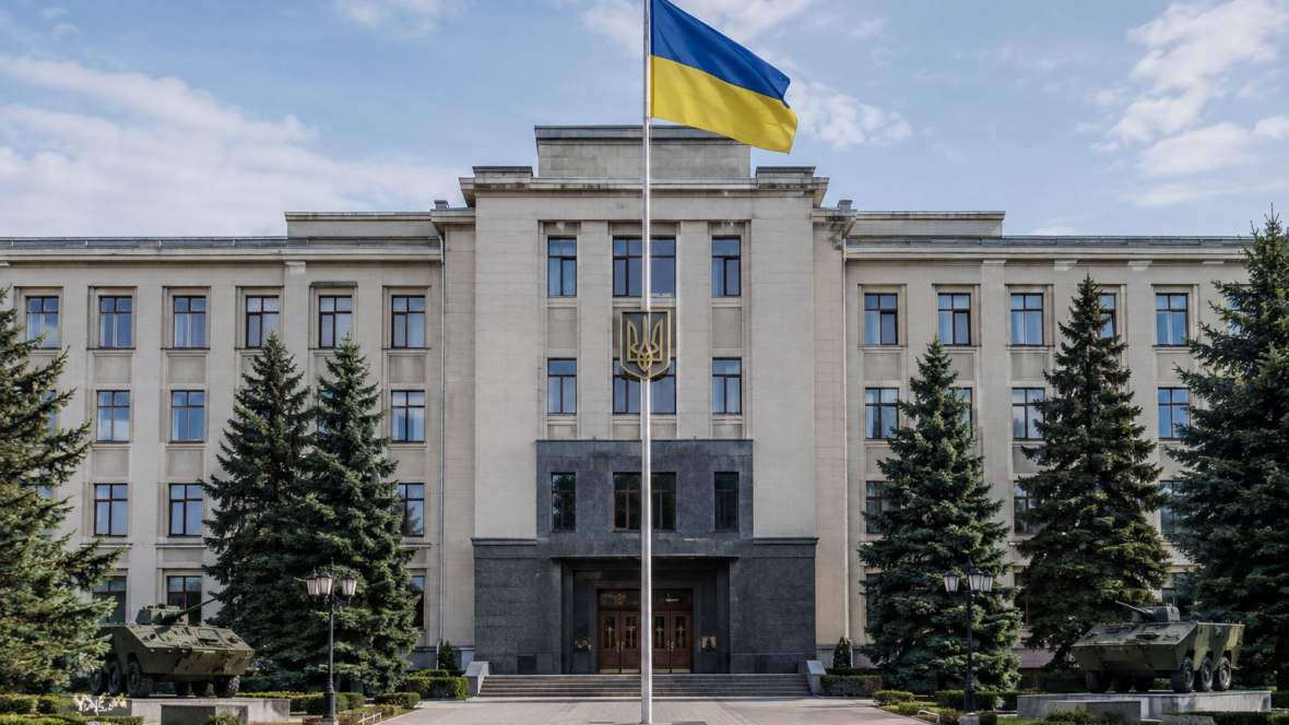 Генеральний штаб ЗСУ на тлі прапора України