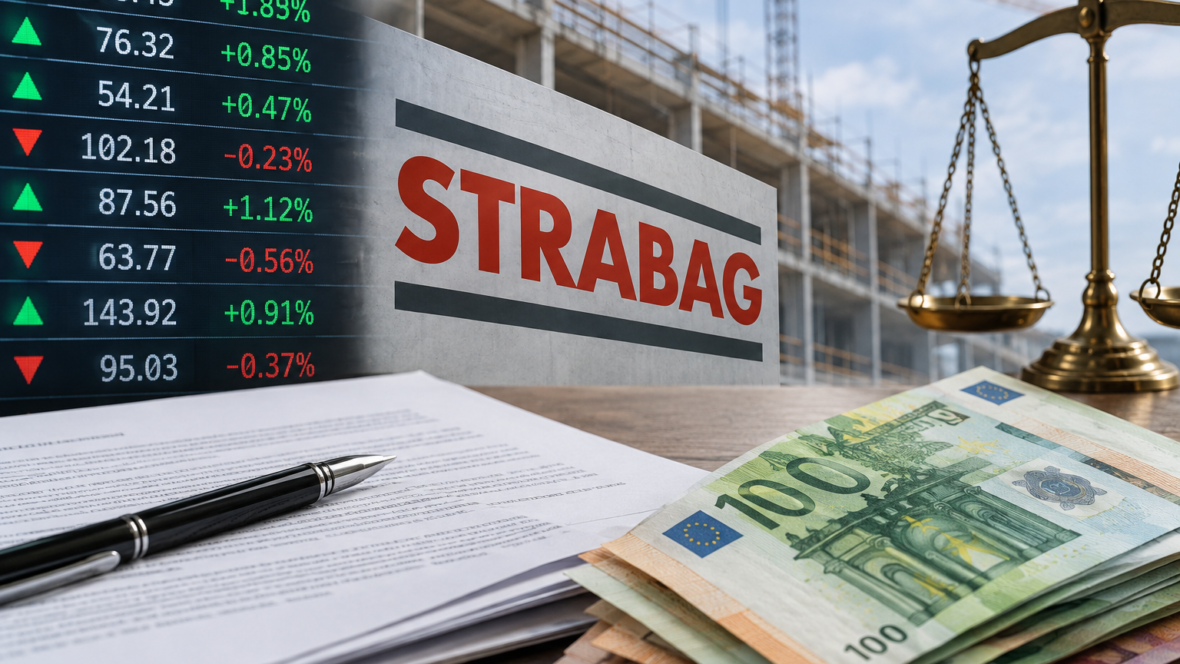 логотип Strabag та євро на документах