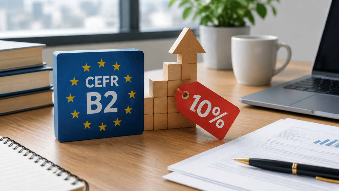 символічне зображення надбавки 10% і рівня B2