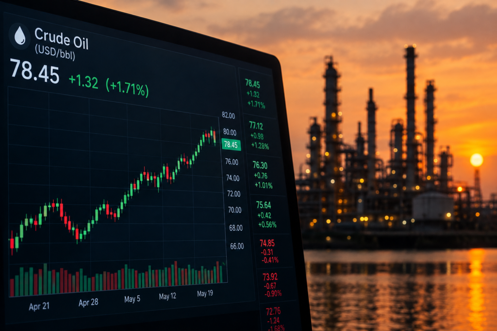 Графік цін на нафту на екрані і НПЗ