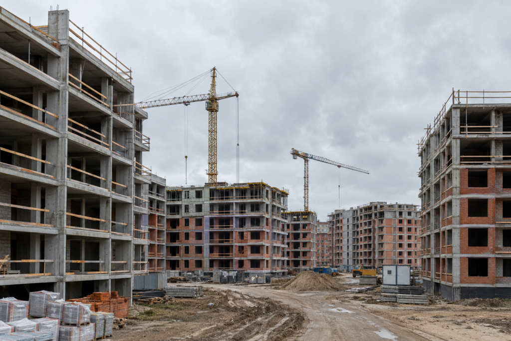 недобудова і будівельний майданчик з огорожею