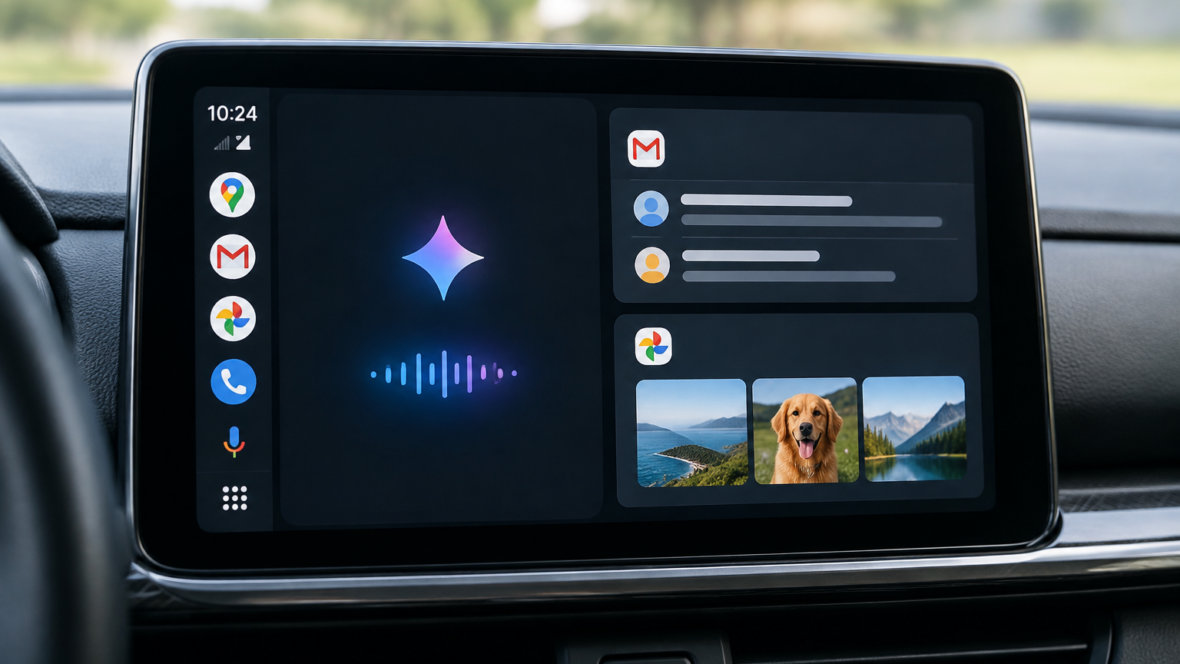 близький план екрана Android Auto з Gemini