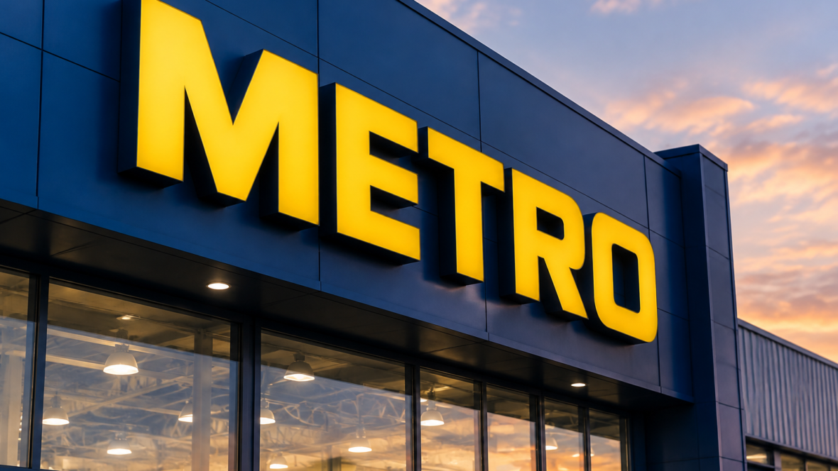 логотип METRO на фасаді магазину