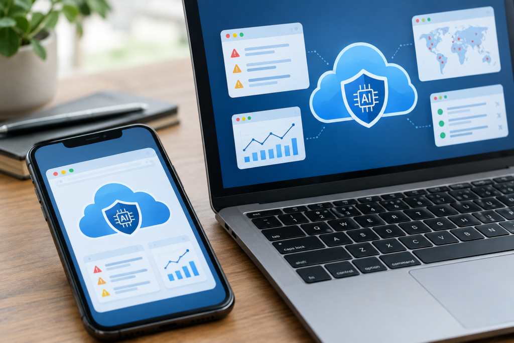 Devices showing browser and AI cloud security