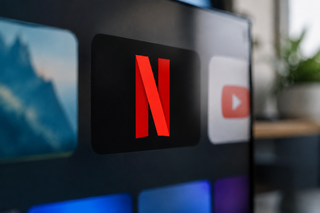 логотип Netflix на экране устройства