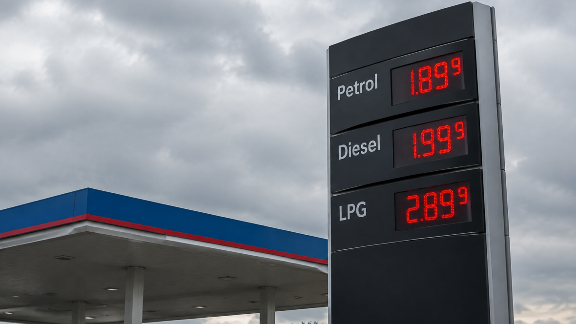 табло з високими цінами на автогаз