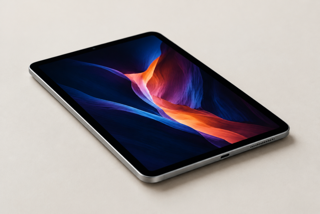 tablet with OLED display and thin aluminum edges