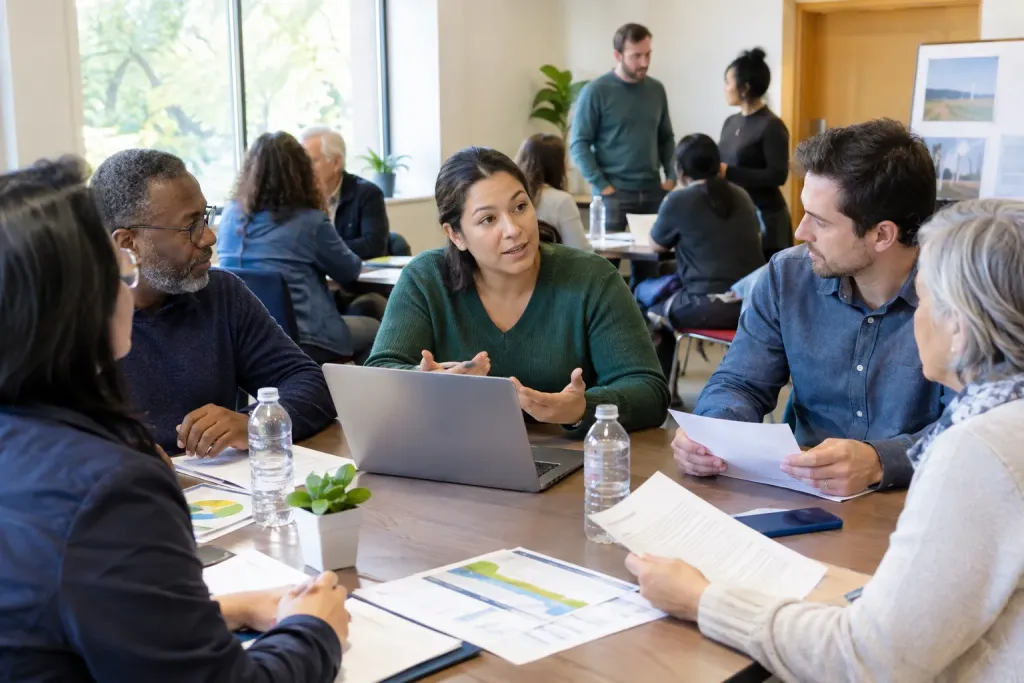 community meeting about energy contracts and documents