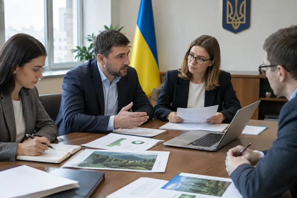 урядова нарада з документами на столі