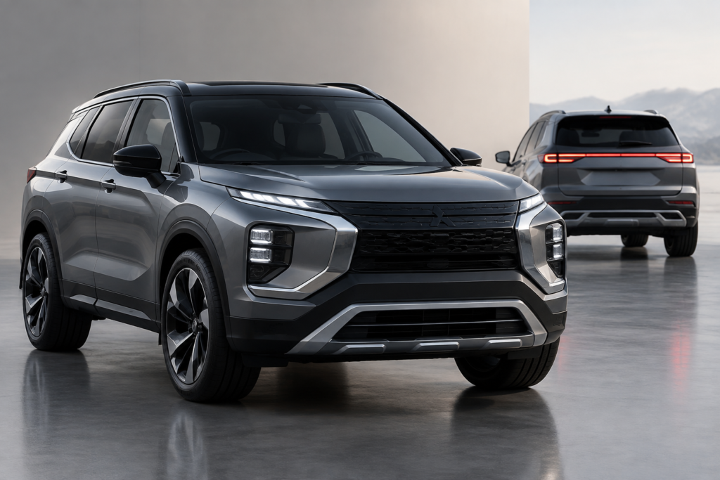 вид спереду три чверті сучасного Mitsubishi Outlander за мотивами концепту Elevance