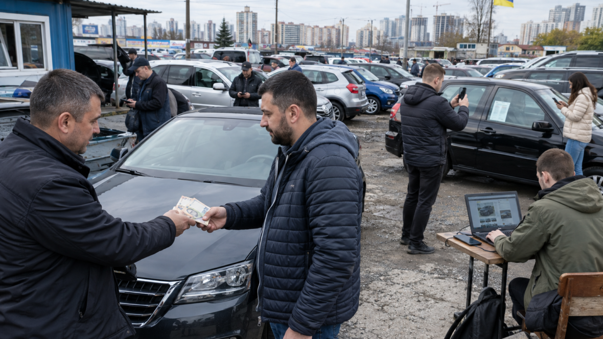 автосалон з продажем вживаних авто і передачею готівки як символ тіньових продажів