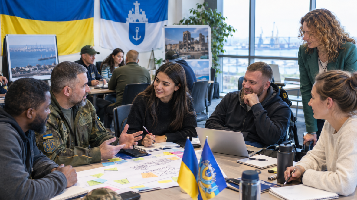 Груповий кадр бізнес-воркшопу для ветеранів Маріуполя