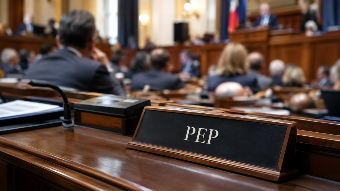 фото парламентської сесії з табличкою PEP на передньому плані