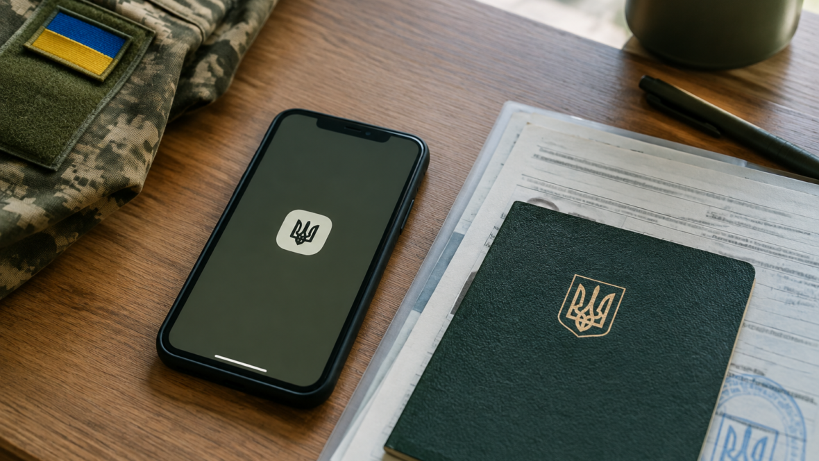 Папери та смартфон з відкритим застосунком «Резерв+» на столі