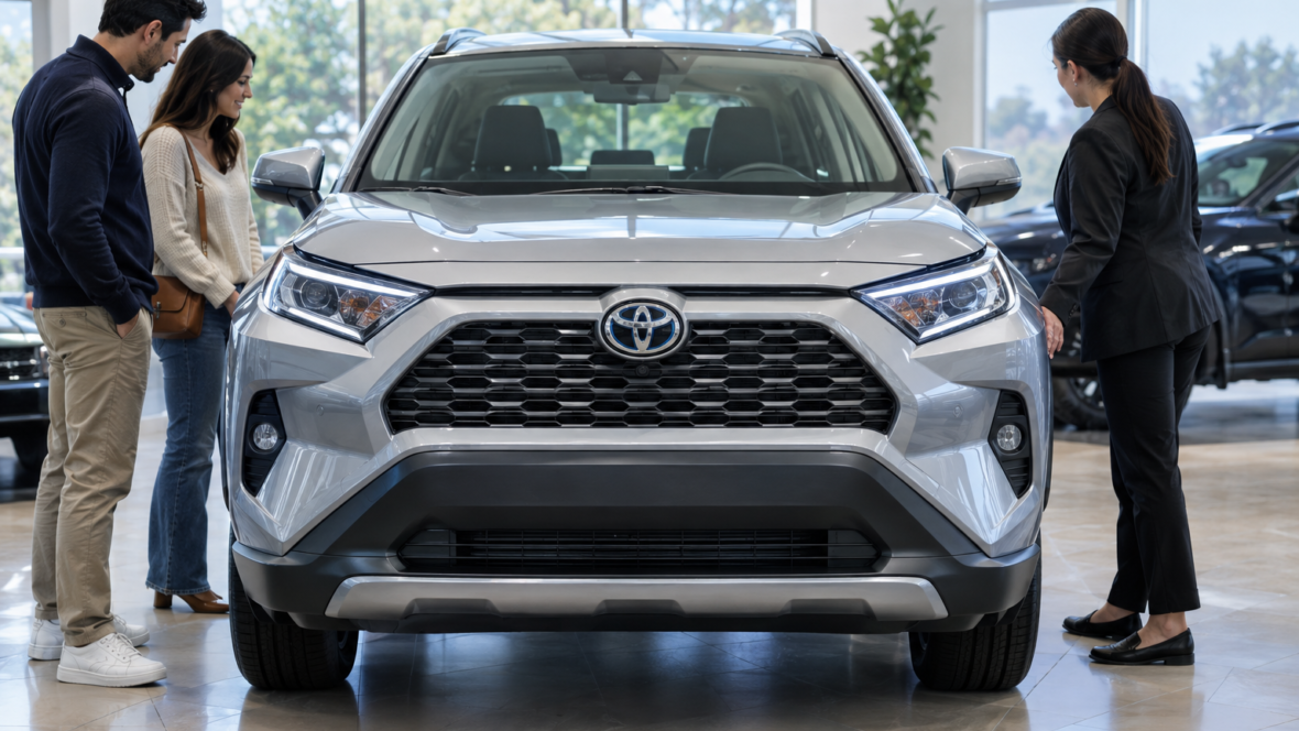 Toyota RAV-4 на виставці біля автосалону