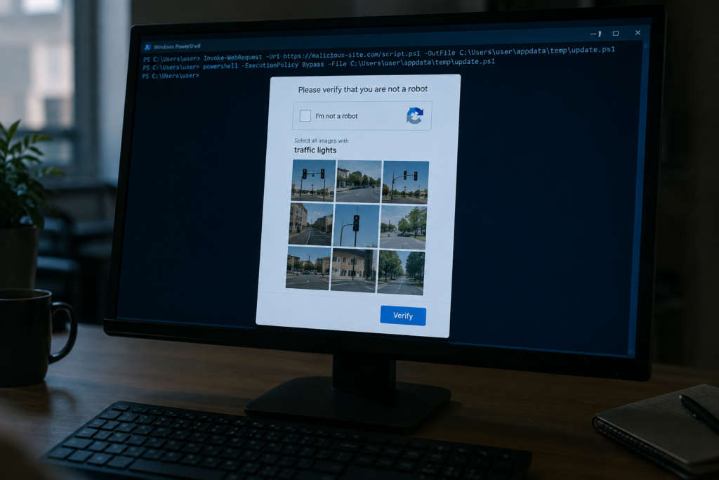 підроблена CAPTCHA на екрані комп'ютера