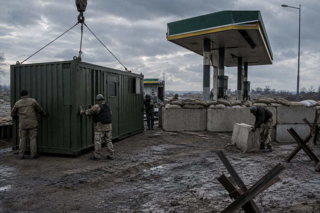 Встановлення мобільного укриття на заправці