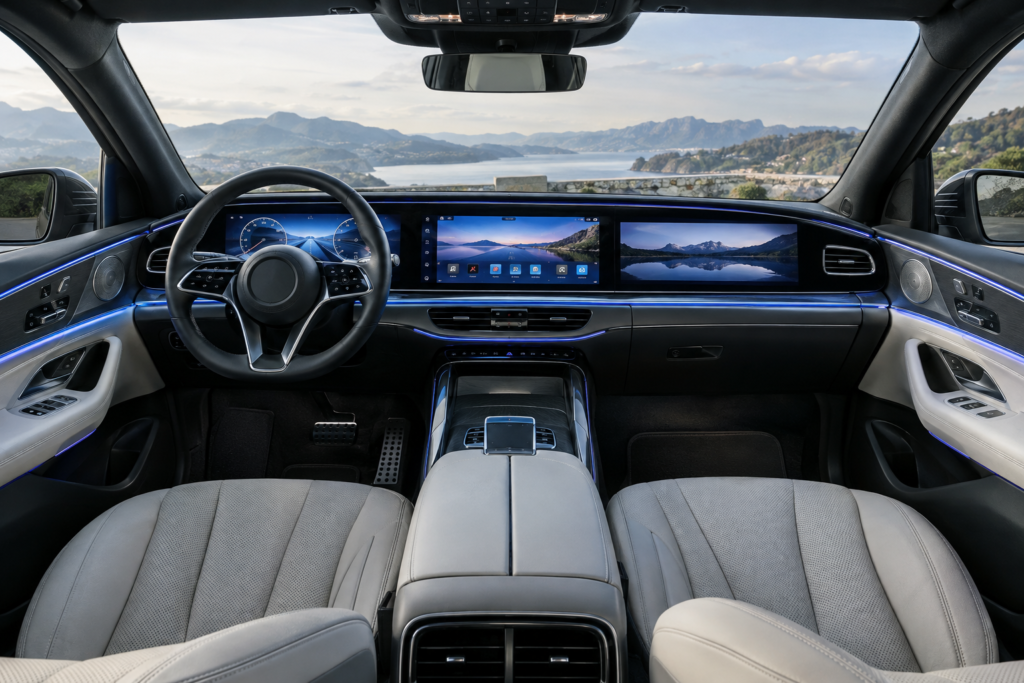Салон Mercedes-Benz GLE 2027 з трьома дисплеями