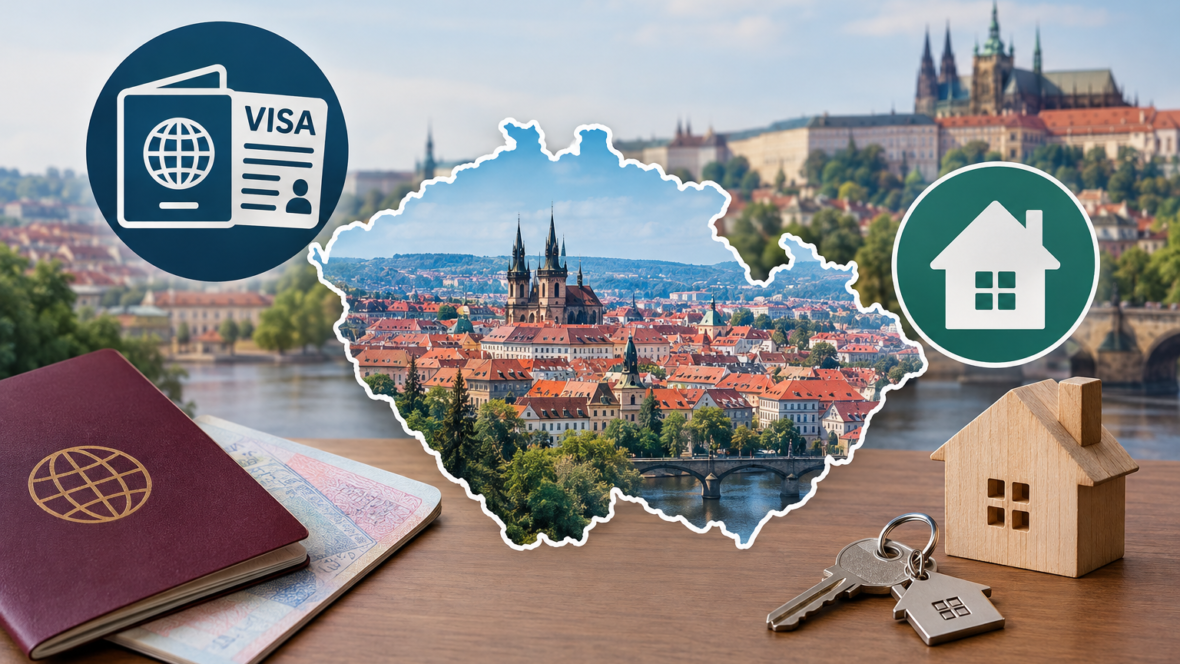 Карта Чехії з іконками віз і житла