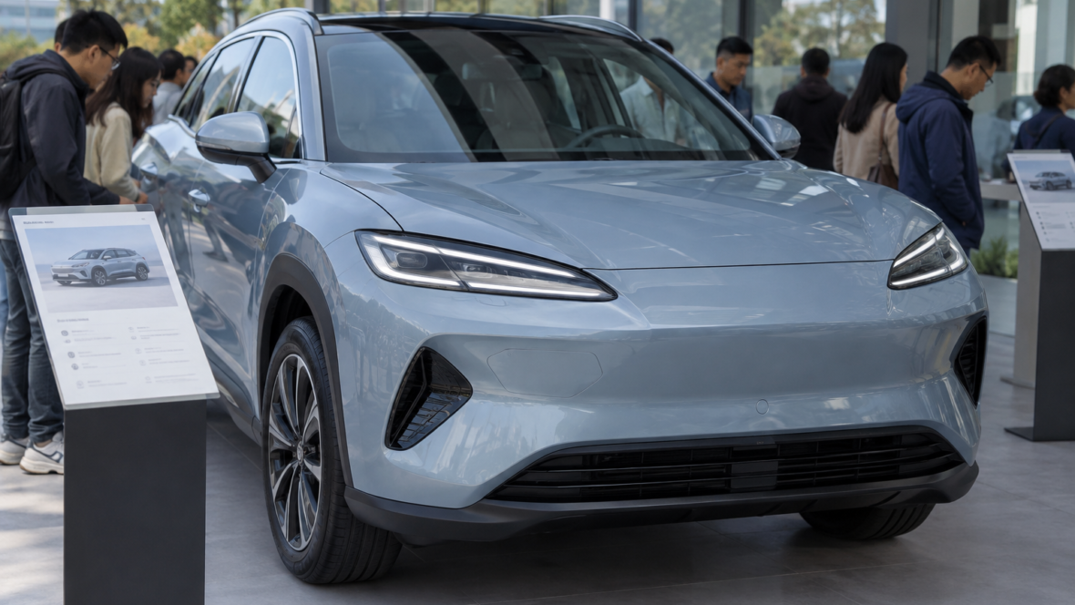 BYD Sea Lion 06 EV на стенді в автосалоні