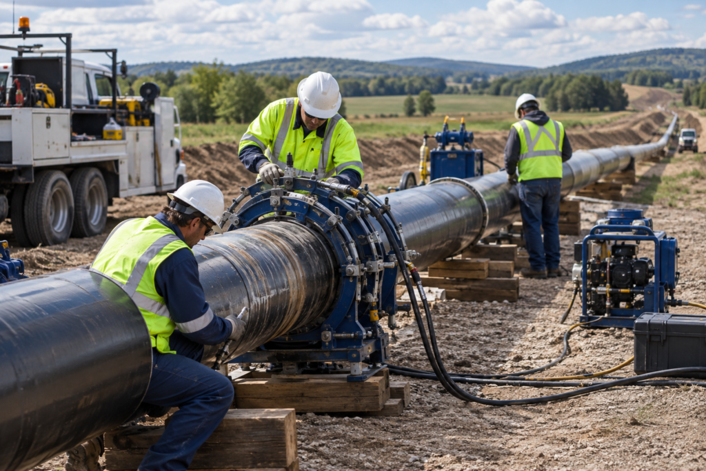 обслуговування газопроводу працівниками в захисному одязі