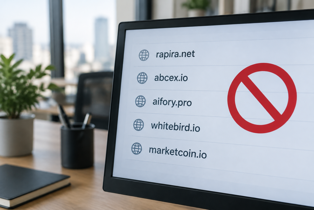 домени п’яти криптоплатформ із символом блокування