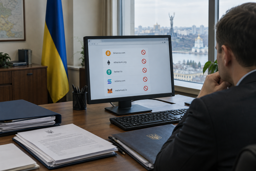 заблоковані криптовалютні сайти на екрані