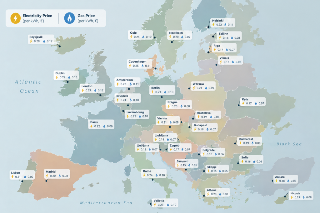 Инфографика цен электроэнергии и газа