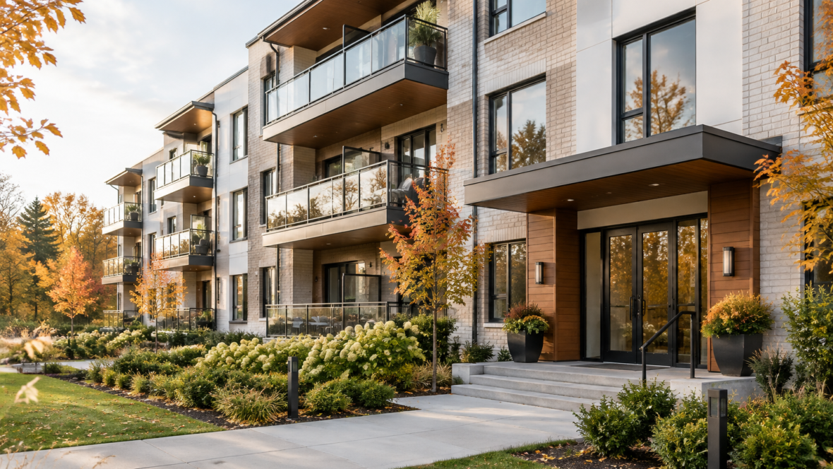 new residential building exterior with balconies