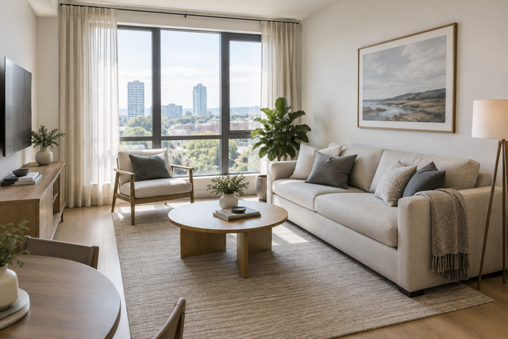 finished apartment interior with furniture