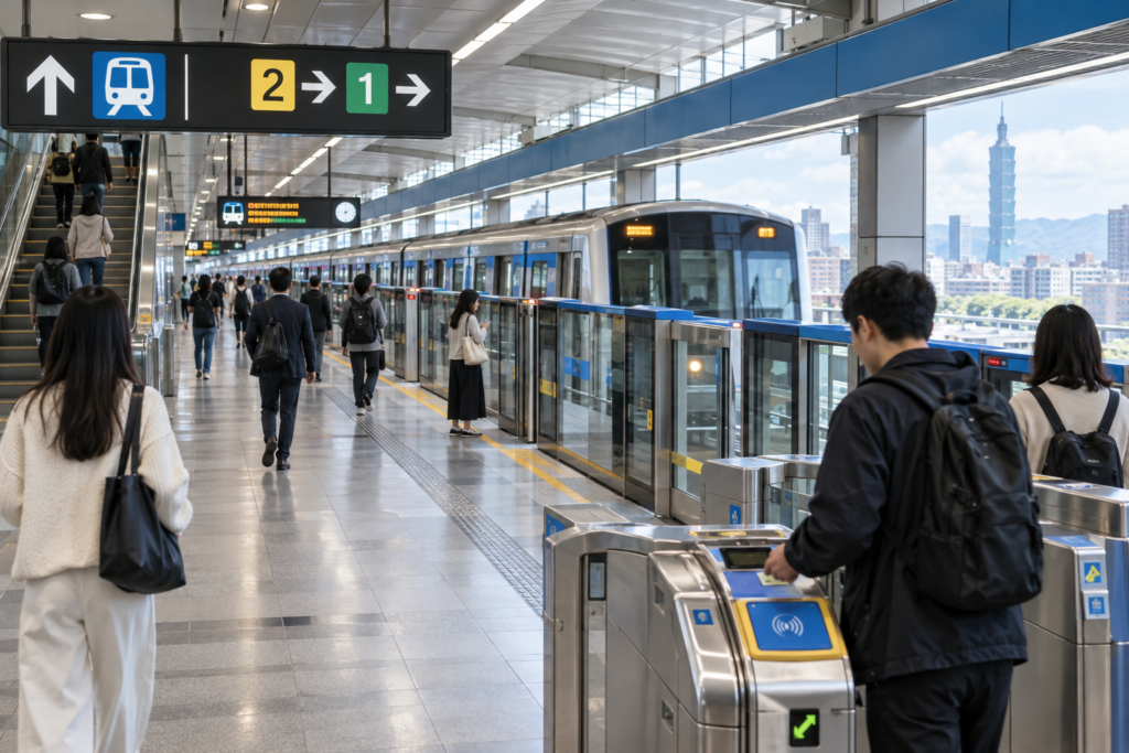 Станція метро Тайбей з пасажирами й поїздом