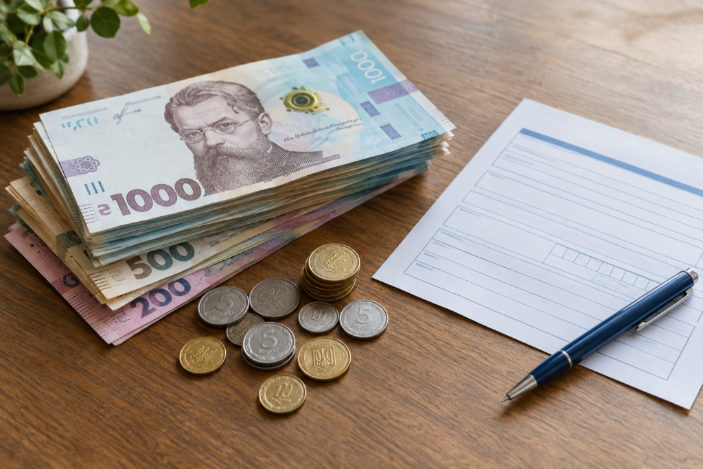 гроші та депозитний договір на столі