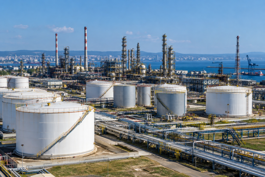 нефтеперерабатывающий завод и резервуары в Бургасе