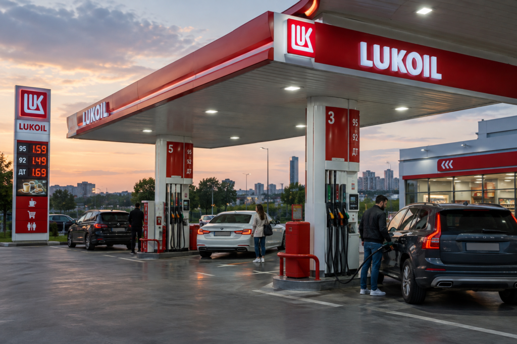 АЗС под брендом «Лукойл» с бензоколонками