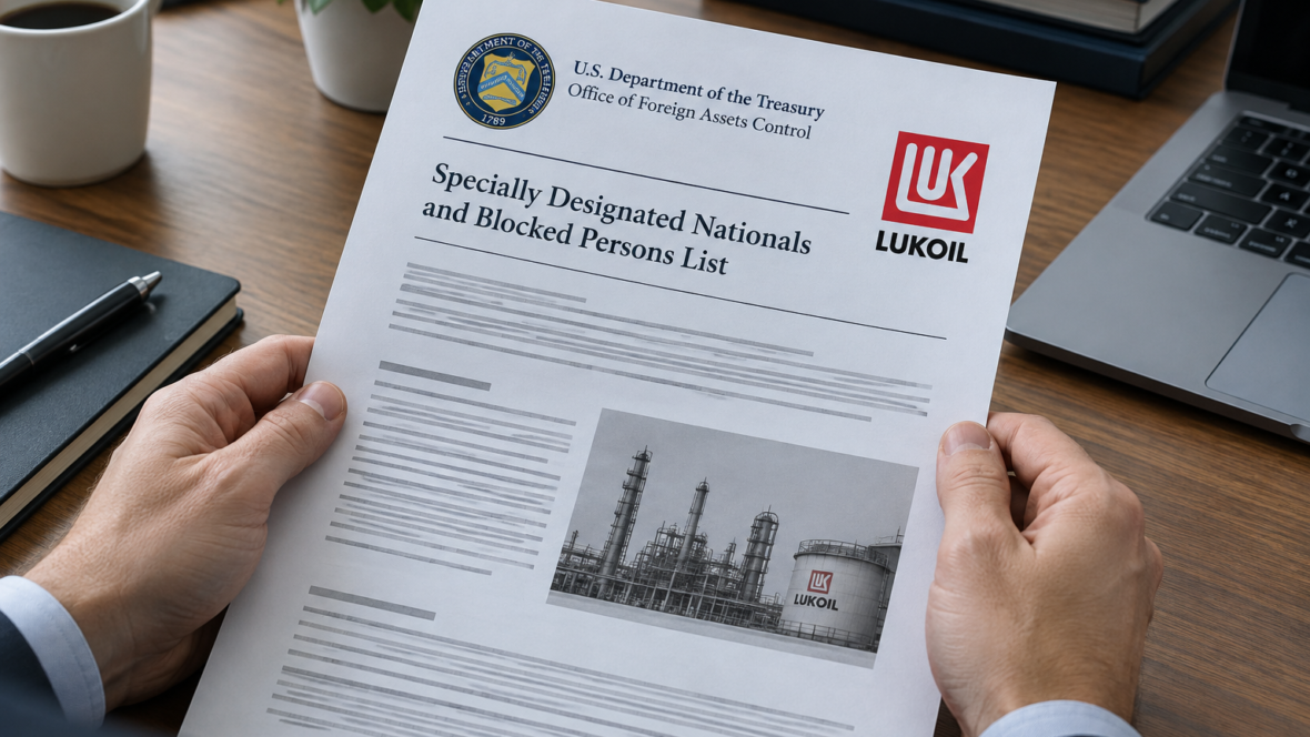 документ Міністерства фінансів США з логотипом OFAC і Лукойл