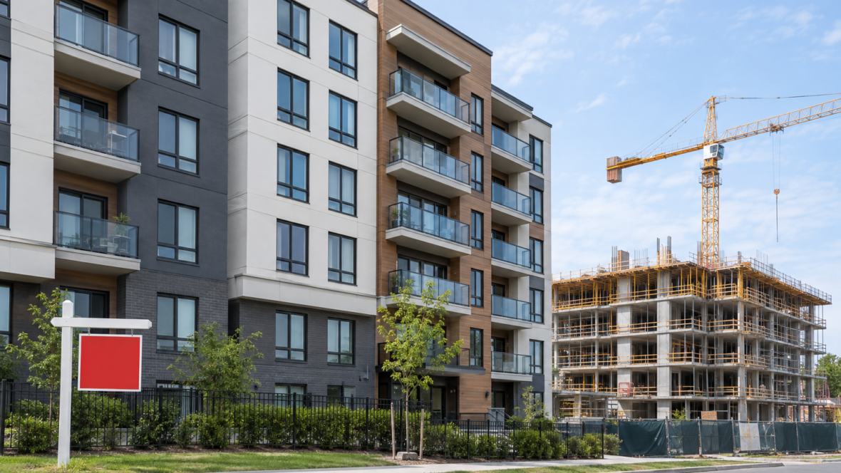 apartment building exterior with nearby construction