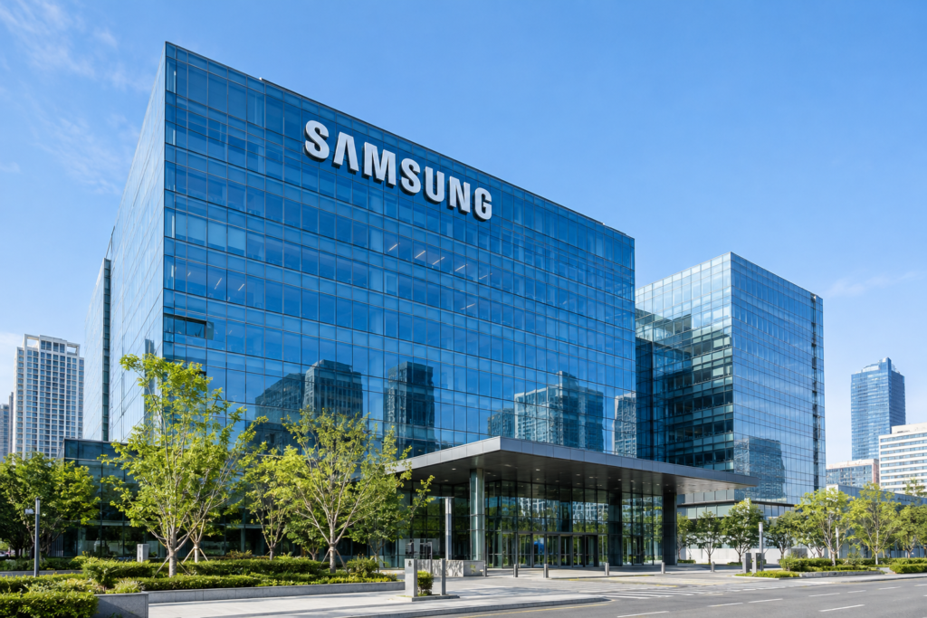 офис Samsung с логотипом на фасаде