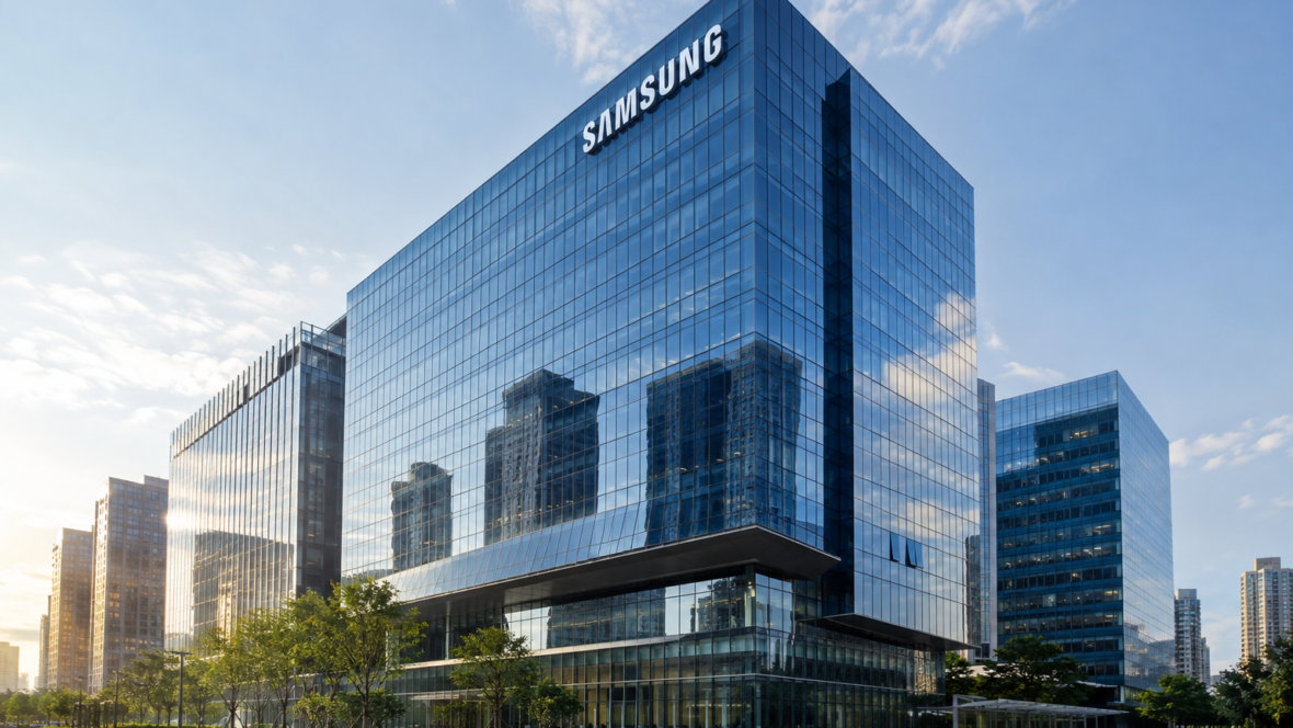 корпоративна будівля Samsung з великим логотипом