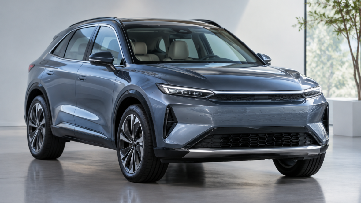 front three quarter view of hybrid car